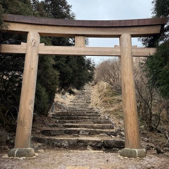 上宮への参道の木の鳥居も修復