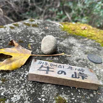 天測点の上にかわいい文字の看板🍁