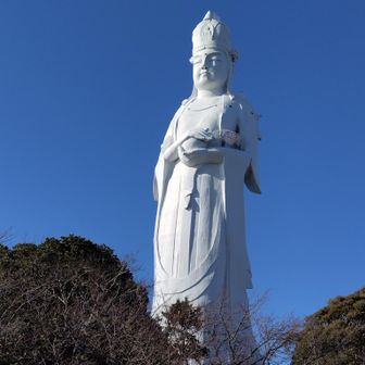 青空に映えた観音さん