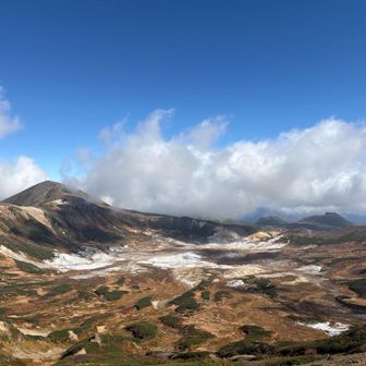 登山地図だと有毒温泉。左、北鎮岳