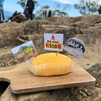 ケーキに　祖母山・祝５００座・祖母山　ピックをさす