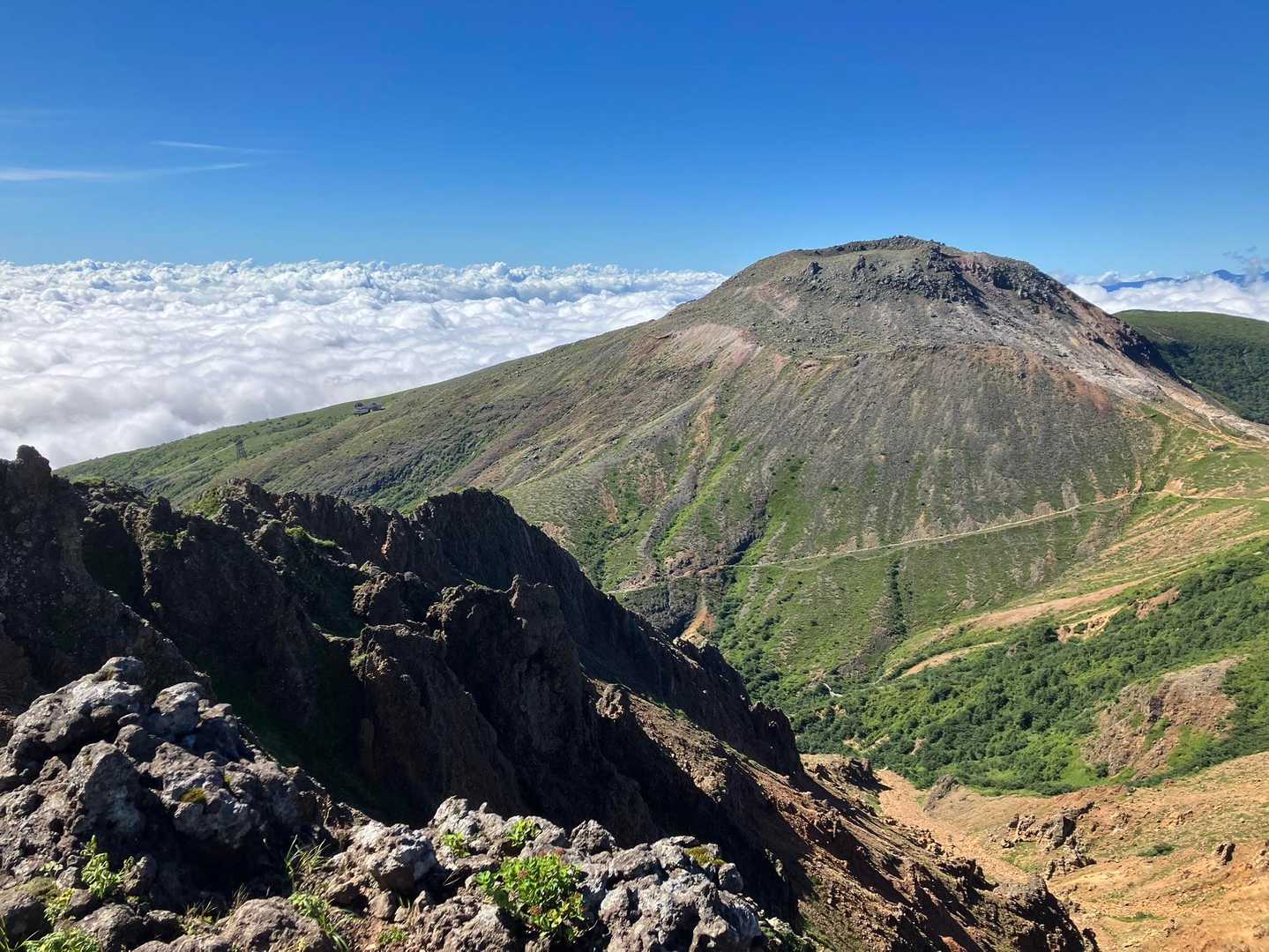 峠の茶屋登山口-朝日の肩-朝日岳-熊見曽根-1900m峰- 往復コースの写真