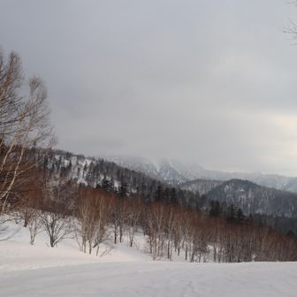 山頂見えていないけど、雪も降ってないし風もない
晴れ予報だからこれから明るくなってくるんじゃない？