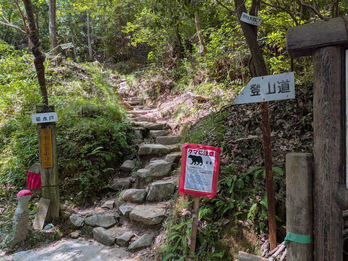 午前中は多くの登山者がおり、今も車10台分の登山者が白木山に登山中なので熊は大丈夫！