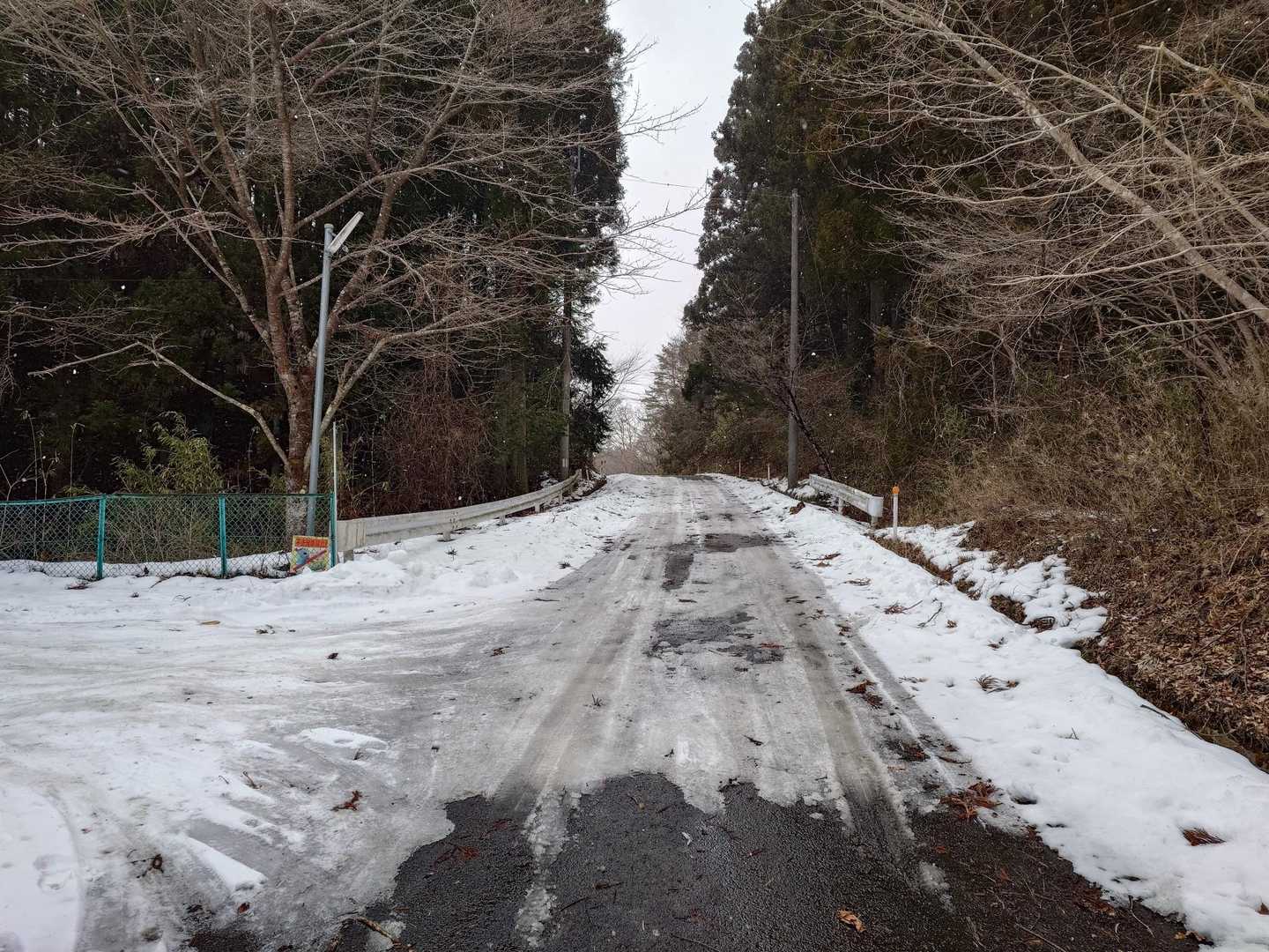 駐車場前の道路
てかてかです