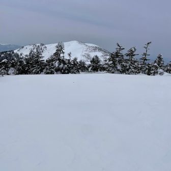 帰りはトレースのない所をスノーシューで
下りていきまーす　気持ち〜
西大巓の上りかえしが嫌でトラバースしたら
滑る滑るアイゼンに変えたらずぼるずぼる
再度スノーシューに戻しましたとさ