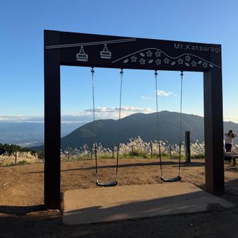 山頂から離れてロッヂ近くにブランコ。
迷わず乗ります。
乗ってるところ写真撮りたいなーと思ったら、三脚ないのに気づいて、近くにいたおねーさんに頼むか迷ったけど、はずいので諦めた🤣