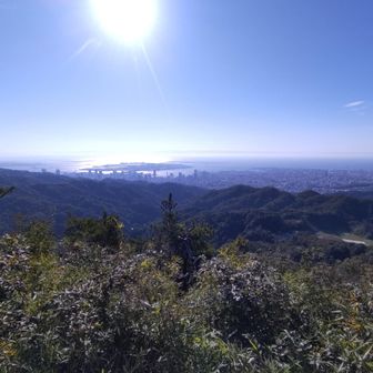 大阪湾越しに紀伊半島も見えています。