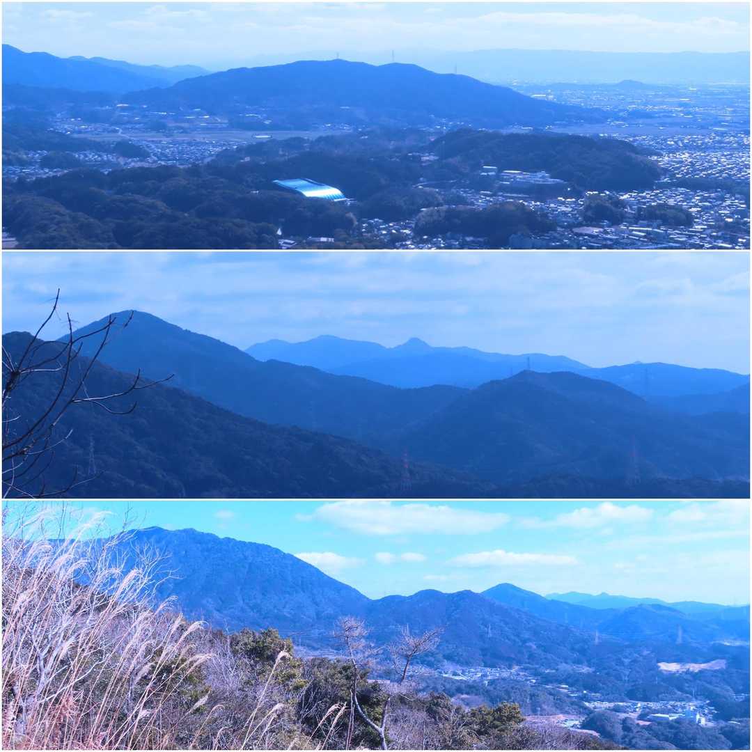 
　上：宮地岳
　中：大根地山と笹尾山、奥は嘉穂アルプスかな
　下：宝満山と愛嶽山

