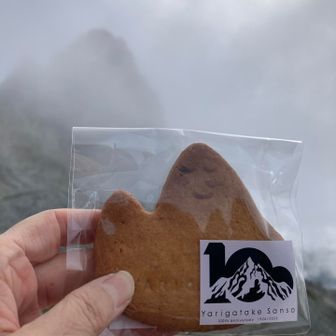 穂先から降りて
槍ヶ岳クッキーのゆるさに癒されてるところ