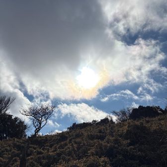金冠山を降り、金冠山を見上げると…