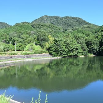 大池と二上山