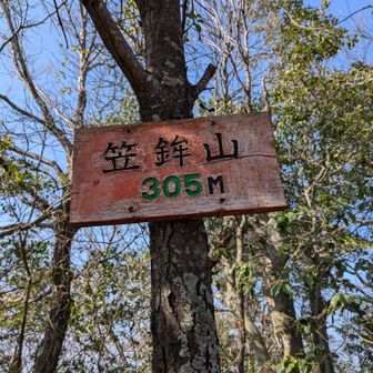 笠鉾山GET
ここから残りのピークは縦走できますが、案内がテープだけ。低山だけど、低山だからこそ、道迷い注意💦