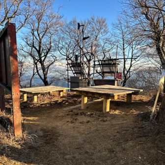 菰釣山山頂　風速計のプロペラがぶっ飛びそうw