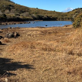 氷ヶ池と富士山、小さいけどパラグライダー