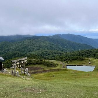 左手奥が午前中登ってきた武奈ヶ岳。
山頂は未だガスっている