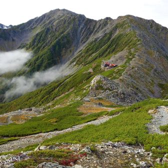 間ノ岳方面の稜線