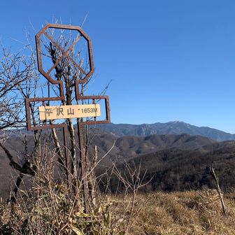 平沢山　1653m
後ろは、金峰山

平沢山は、行きに登ると下りが砂利で滑るのでちょっと怖いので帰りに登ります。