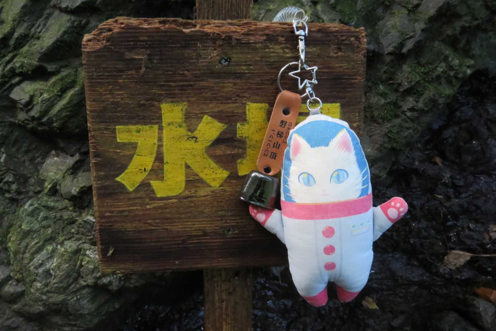 記念撮影。今日は熊鈴装着。百名山の磐梯山で買ったもの。