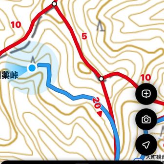 しっかりした道があるのだが、
ヤマップには載っていない。

スタートから60分で目薬峠に到着。
