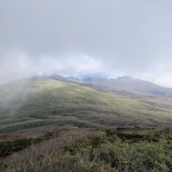 少し見えた乳頭山への縦走路
