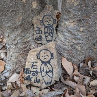 グレーピークの石砂山西峰🙏

2つも手描きのお地蔵さまの絵が😳