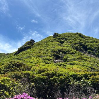 振り返ると
下ってきた本峰側

岩場に立つ人発見💡