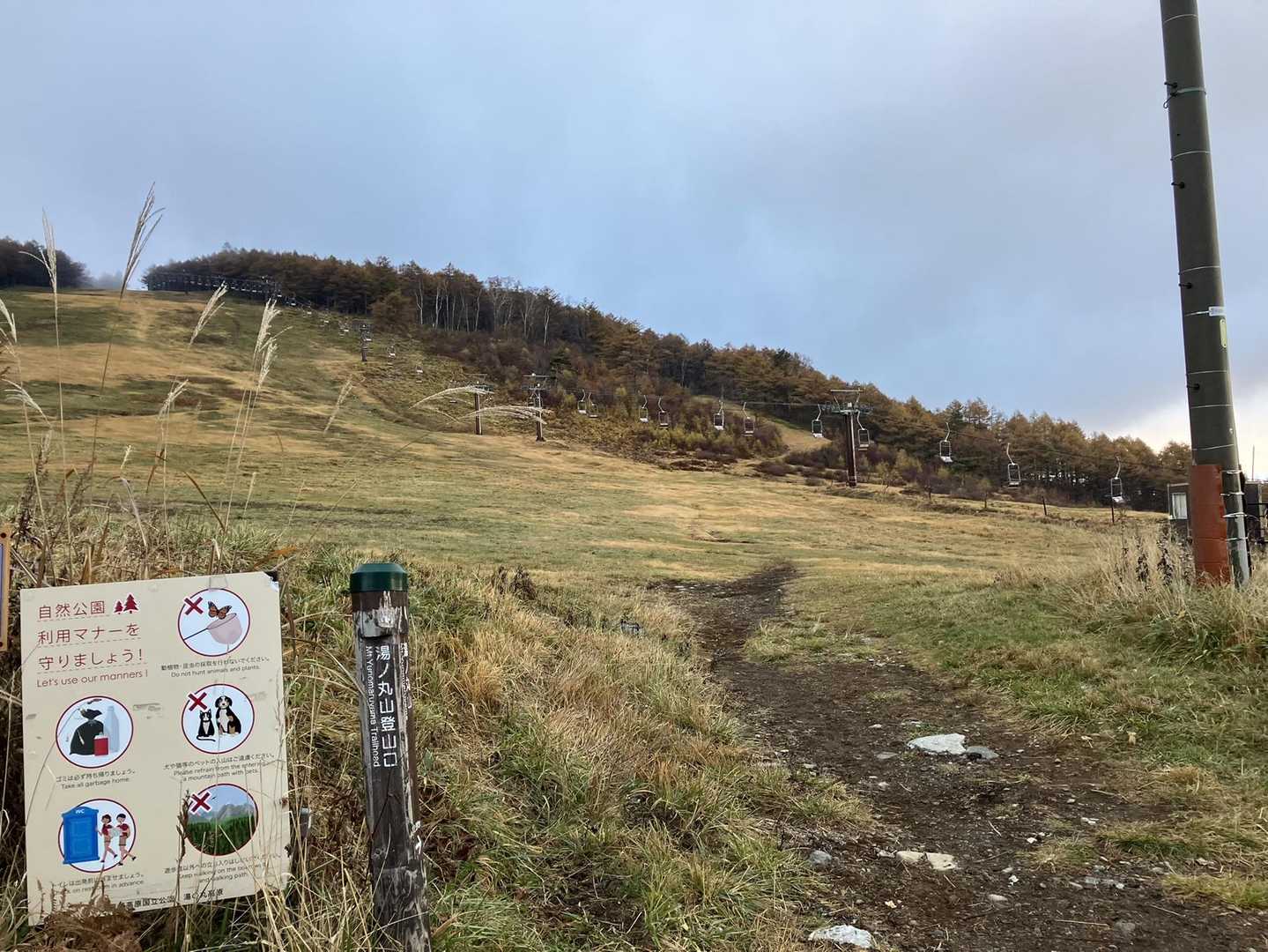 スキー場を登っていきます。