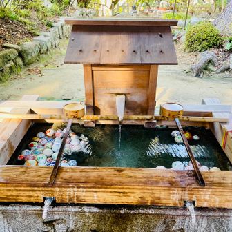 お手水のまりは陶器かな？可愛い