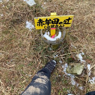 雪に濡れた枯れ葉で滑ってズボン泥だらけ