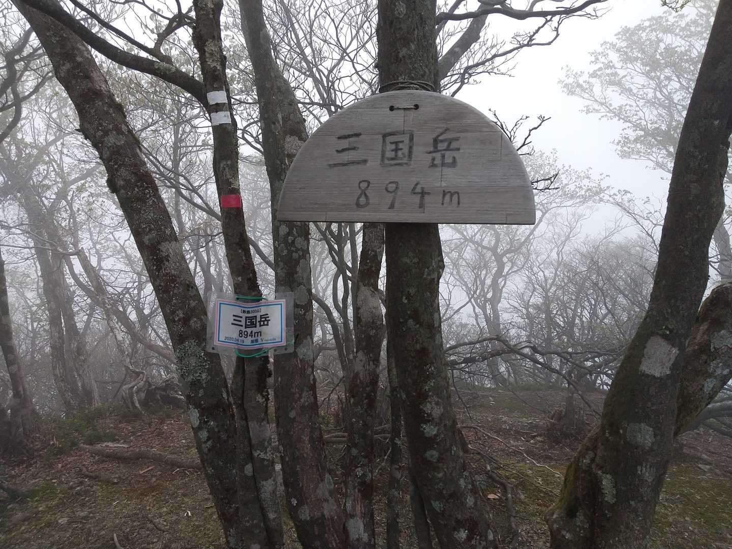 ここが三国岳山頂  三角点だけが離れて稜線上のルートにはない