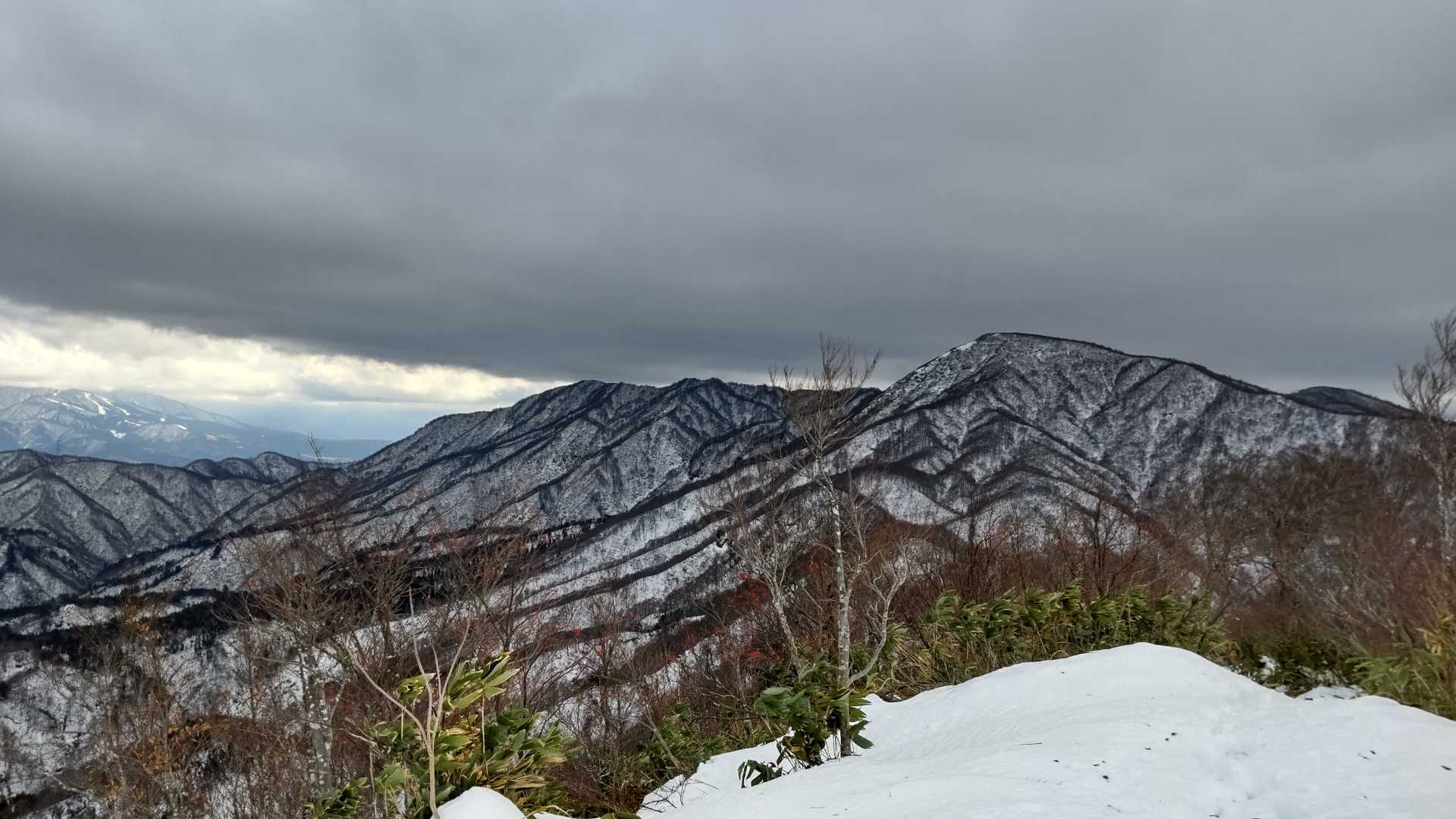 予報通りのかなりの強風💨
大日山の上空までグレーの雲が迫ってきました。