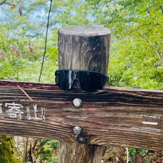 ハチザス沢ノ頭の分岐でサングラスが落ちましたので標識に引っ掛けときました
