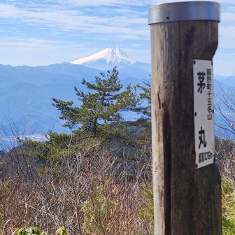 山頂標識と富士山