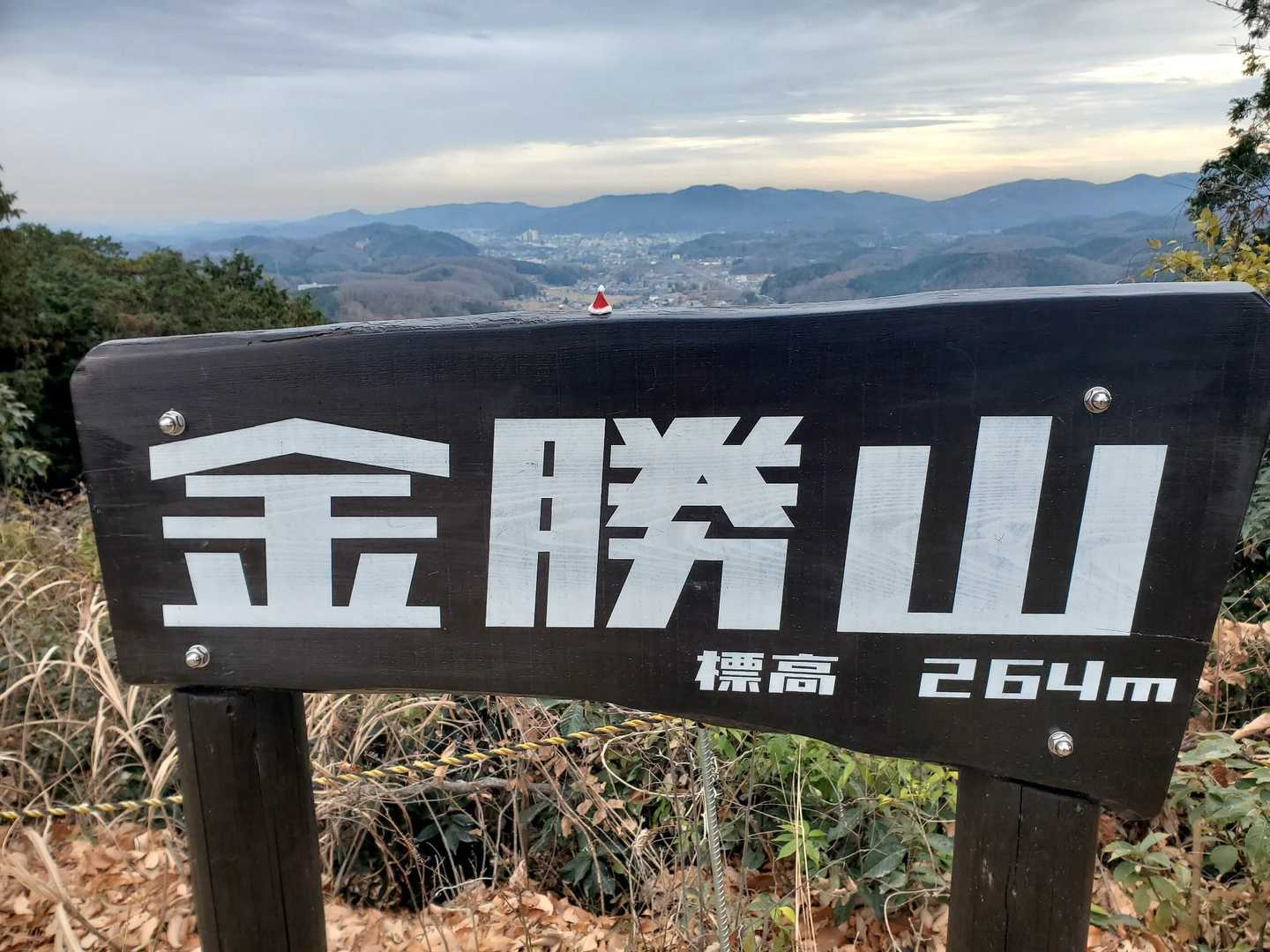 ここから標識にサンタ帽子を被せてみました。小さいけど🎅