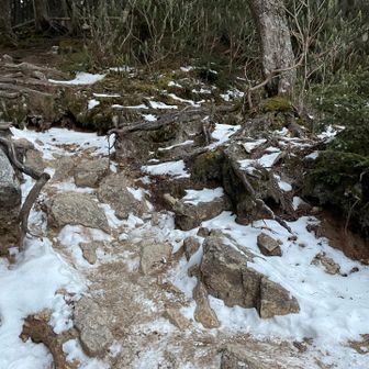 雪が少し積もっています
軽アイゼンはなくても大丈夫でした