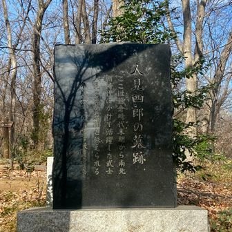 ひっそりと置かれた石碑🪦
南北朝時代に活躍した人見氏の墓跡です
