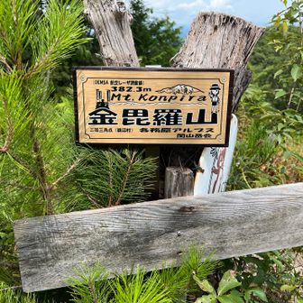 真新しい山頂標