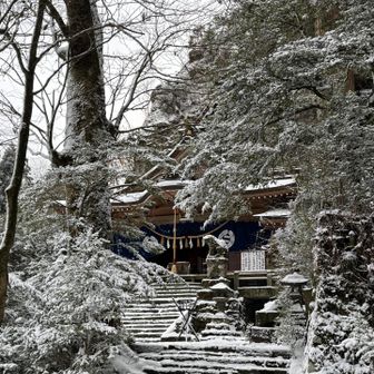 神社も雪で雰囲気マシマシです