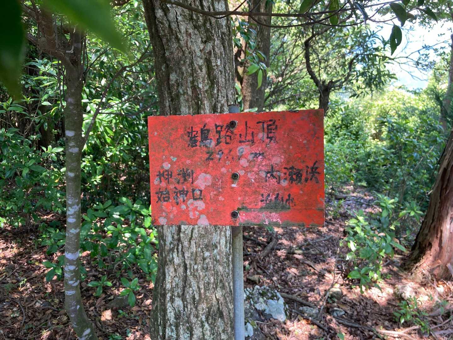 山頂をそのまま直進すると、押渕始神登山口へ降りてゆけます。
今日は内瀬登山口へピストンで戻ります。