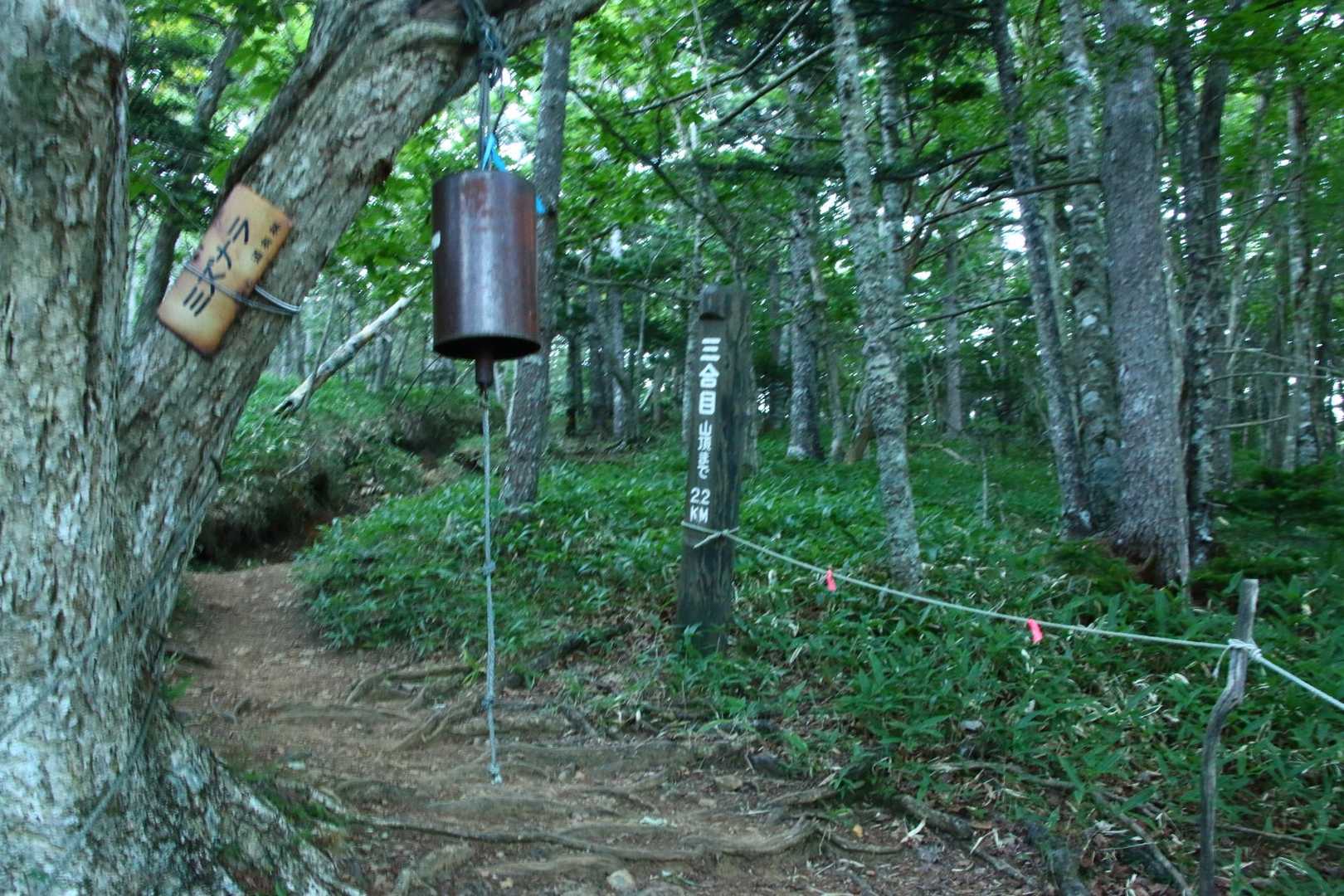 所々に熊よけの鐘があります、
鳴らして行きますよ～