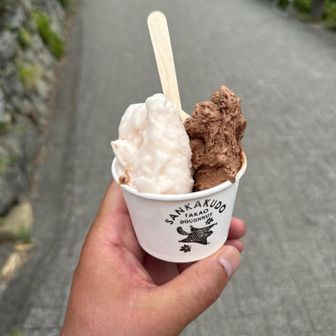 三角堂のジェラート(チョコレート＆ピーチソルベ)