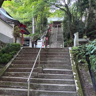 出た！壁のような階段(写真奥)