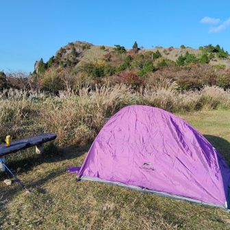 テン場の隅っこにテント設営しました。
ここの何がいいって、トイレがめっちゃキレイなんですよ。
バイオトイレの進化って凄い。ありがたい。