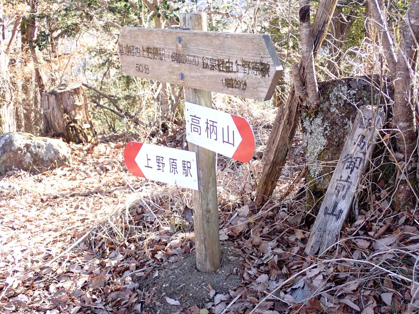 古い山頂標識あり