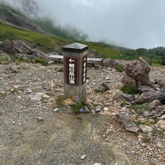 ここから右に行くと栂池新道だ。日本海まで行ける。