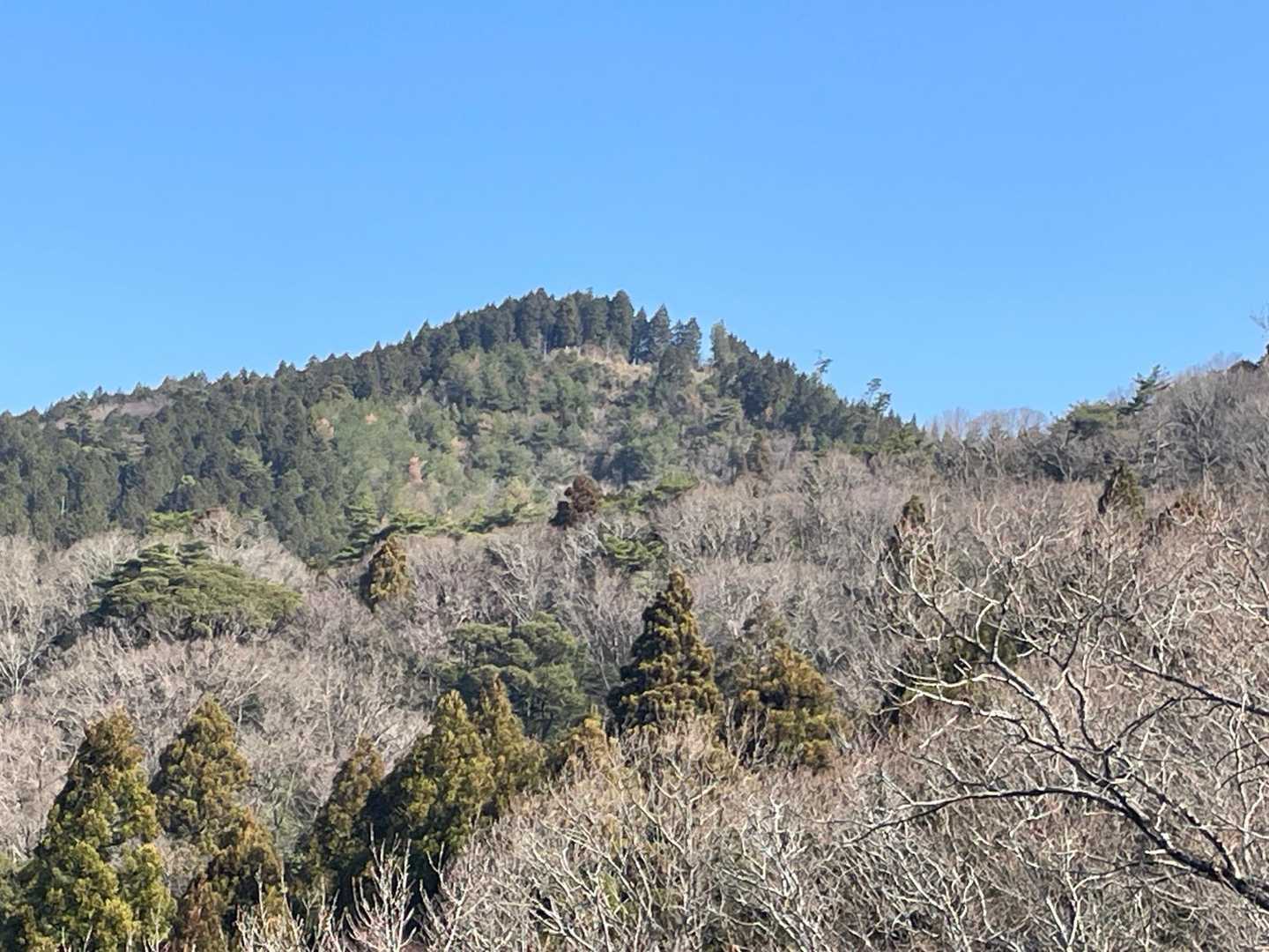 前に登った時の、懐かしい風景。
正面の山が，雨山山山頂，天使の森。😍