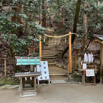 登拝口。⬆️
御幣を左→右→左と祓ってから入山します。