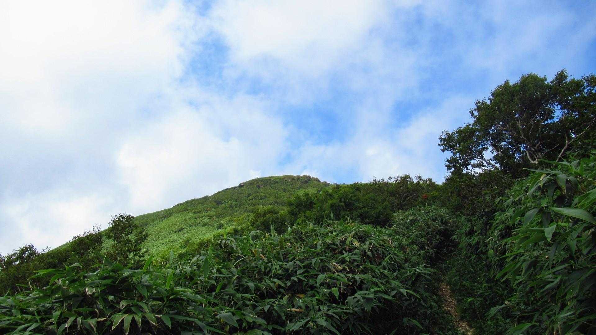 振り返れば山頂と青空😉