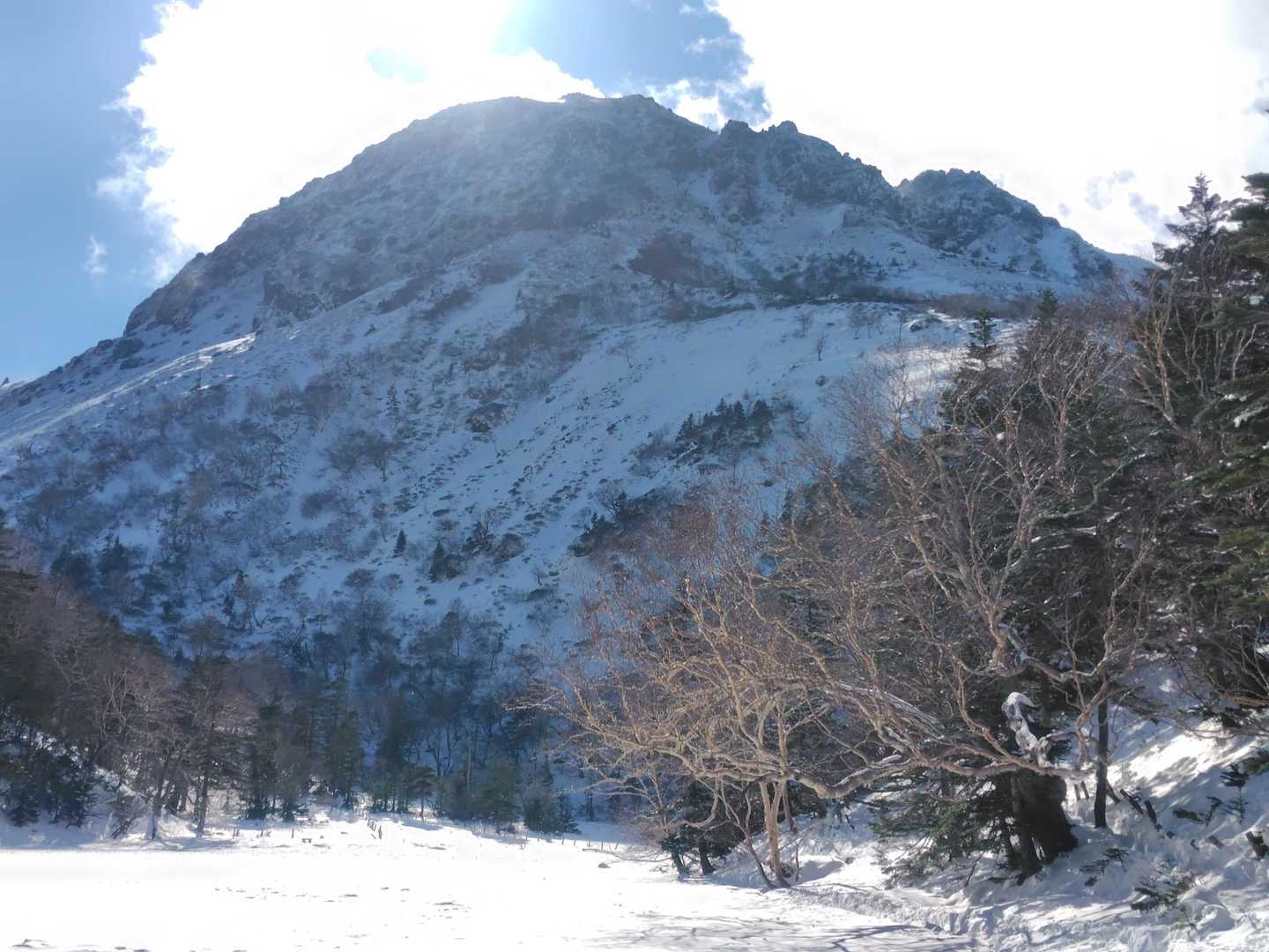 帰り振り返りの白根山